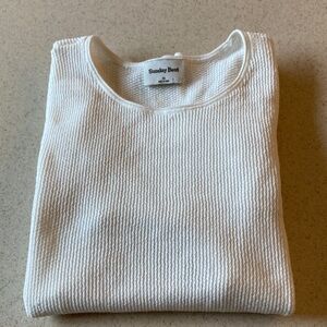 Sunday Best White Ribbed Long Sleeve Top Women Size M